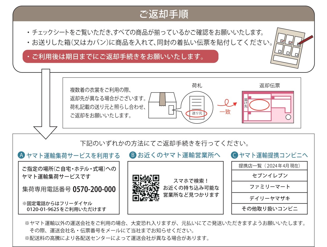 ヤマト運輸での返送方法