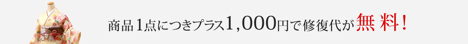 商品1点につきプラス1,000円で修理代が無料！